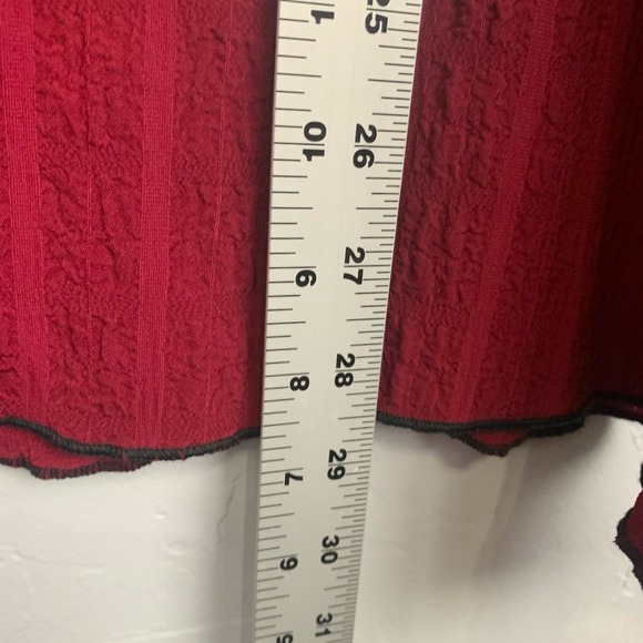 Ali Miles 3/4 Sleeve Tunic Top Size 2x Red Button Front Blouse Artsy Flowy - Picture 8 of 10